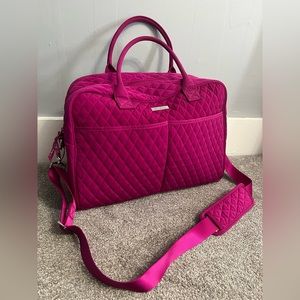 Large Pink/Purple Vera Bradley Weekender Travel Carry On Bag